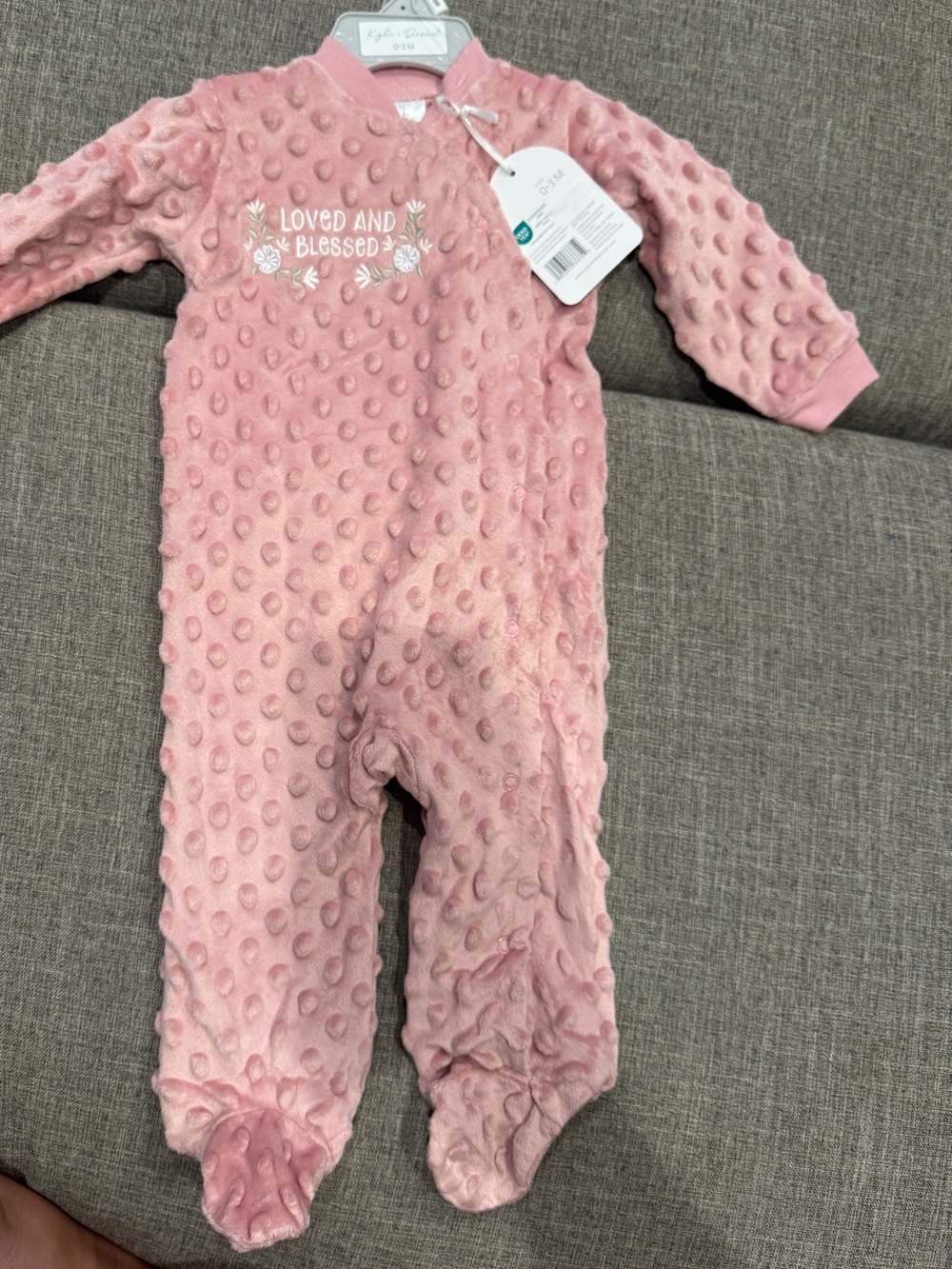 Loved and Blessed Pink Plush One-Piece Footie